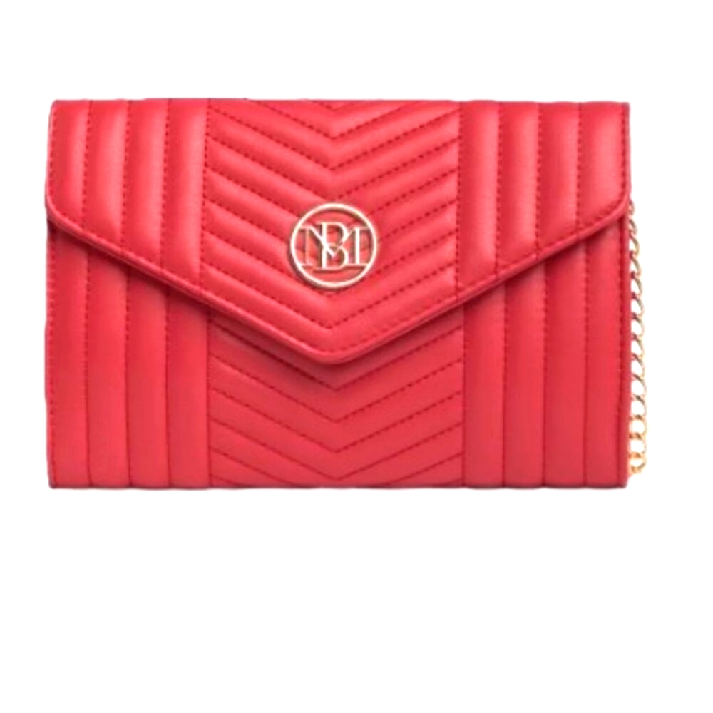 Badgley Mischka V Quilted Crossbody- Red